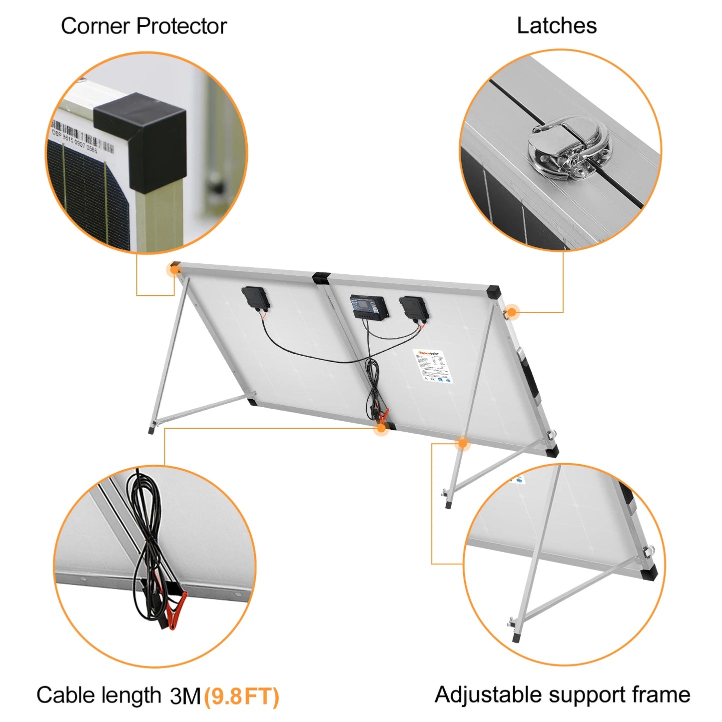 DOKIO 100W/160w/200w 18V Glass Folding Monocrystalline Waterproof Solar Panel with 12V Controller Kit from China