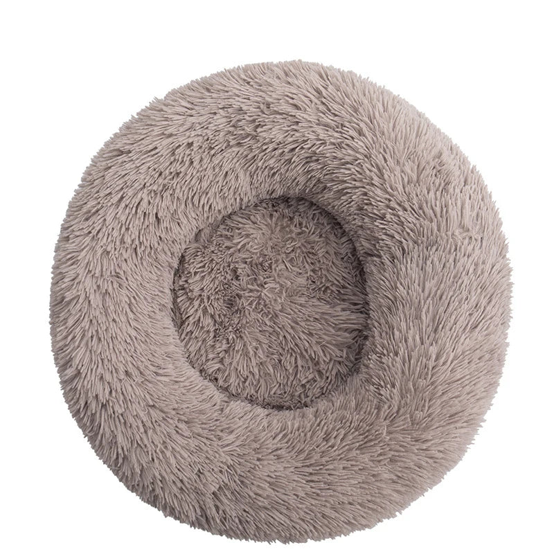Plush Donut Dog Bed – Soft Calming Round Pet Bed