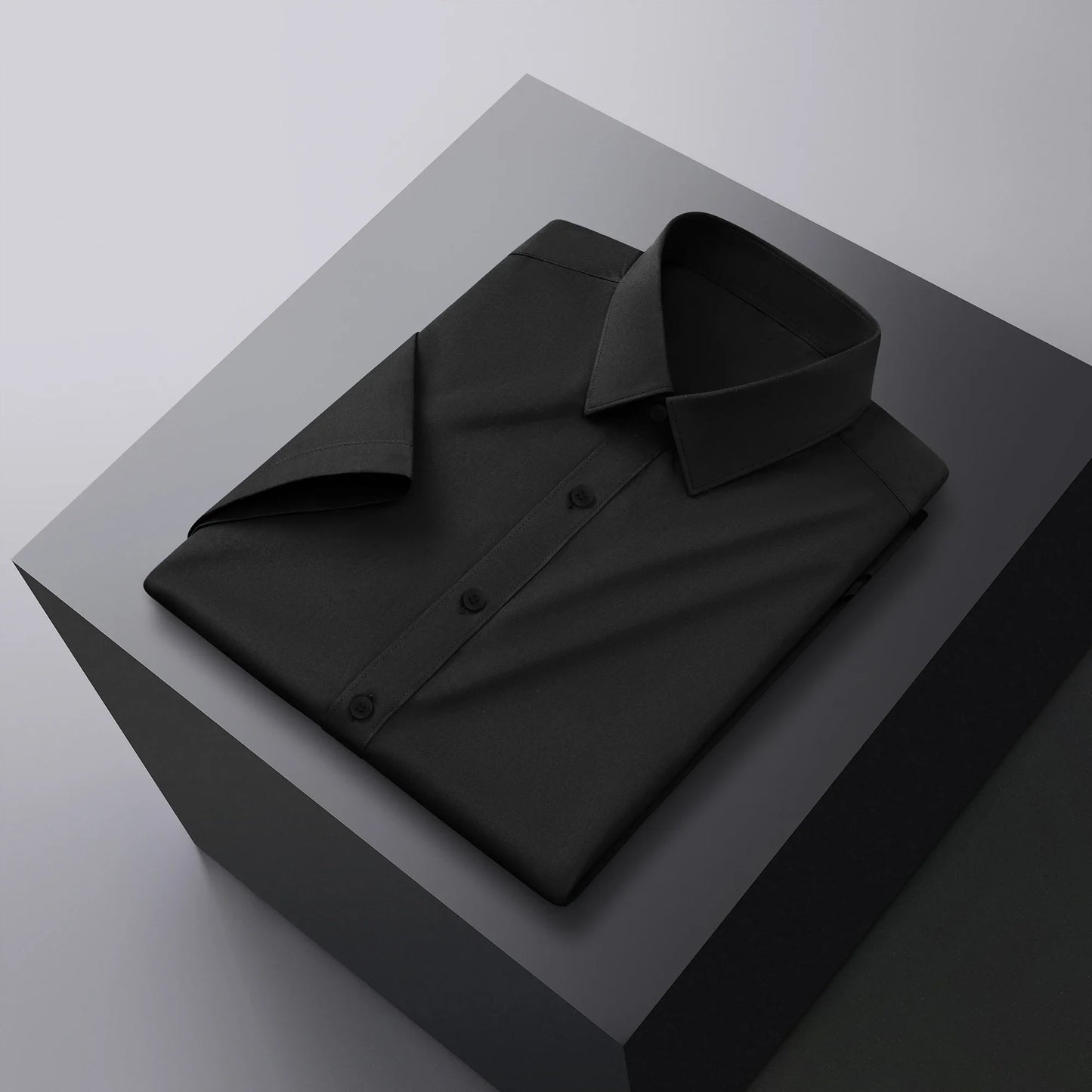 Men’s Business Casual Short Sleeve Shirt .Solid Color Summer Button Down