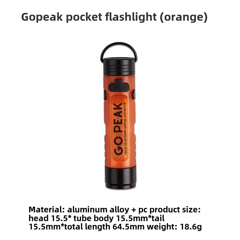 GOPEAK Mini USB Rechargeable LED Pocket Flashlight – Clip-On Keychain Light for Camping, Travel & Everyday Carry