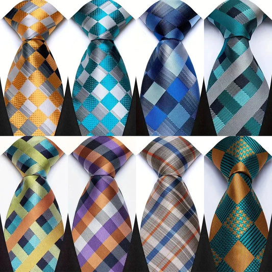 Luxury Men’s Plaid Business Necktie. Classic Checkered Jacquard Tie