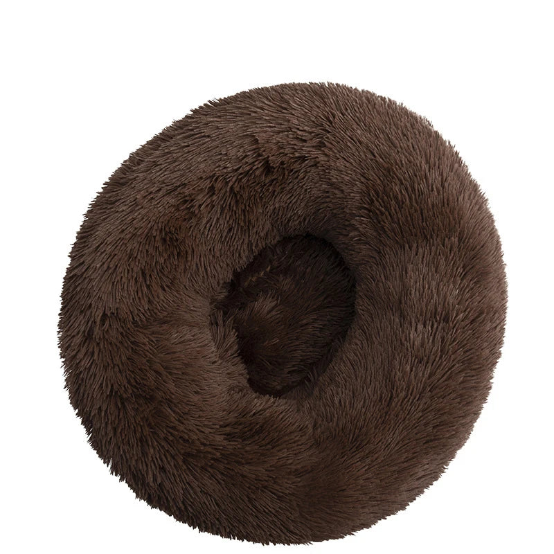 Plush Donut Dog Bed – Soft Calming Round Pet Bed