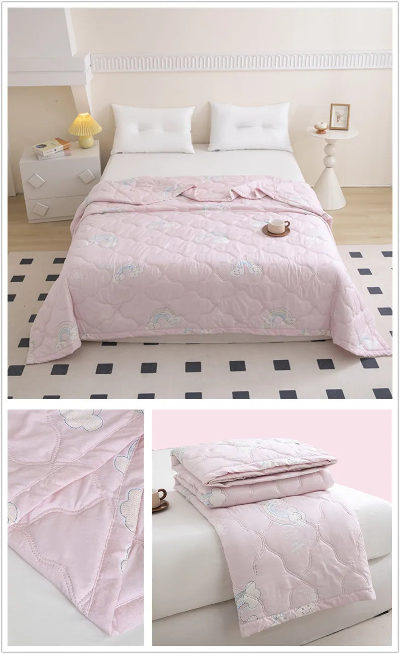 Floral Style Duvet Summer Thin Quilt Skin-friendly Bedspread Air Conditioning Blanket edredones Adults Kids Room Comforter Quilt