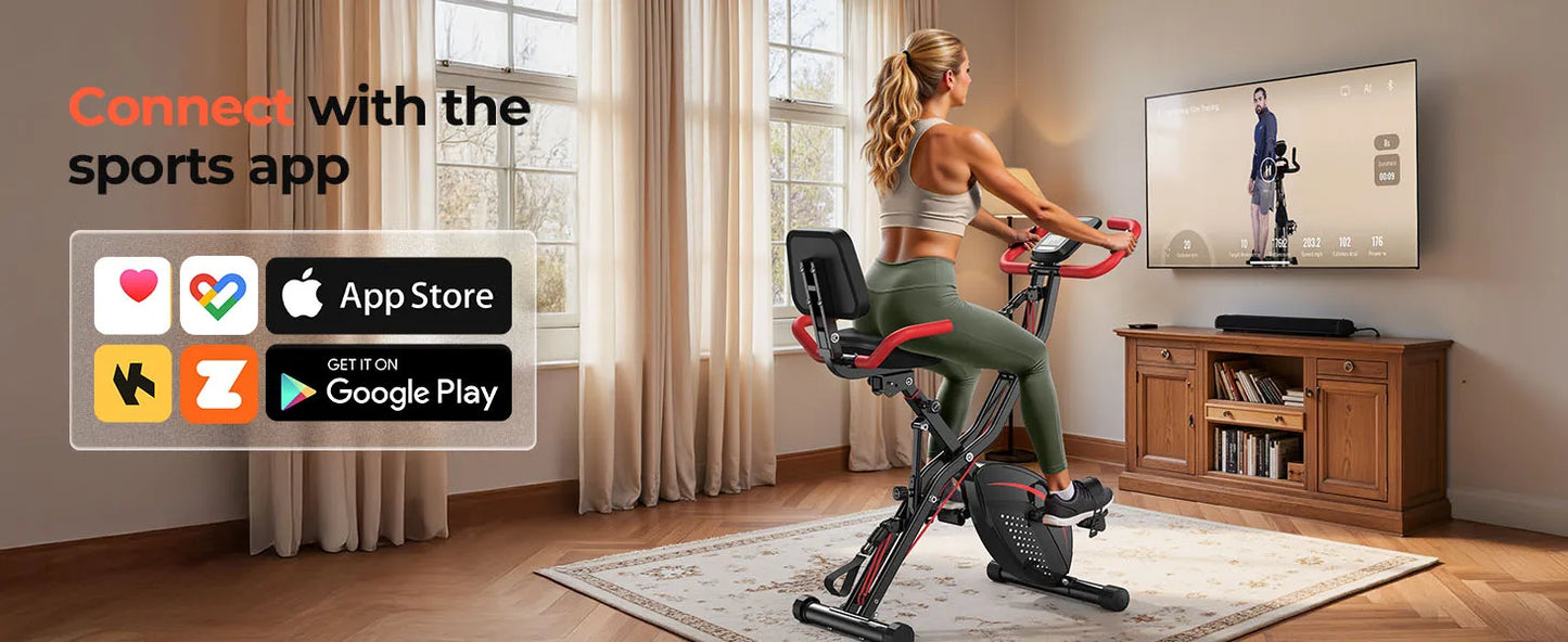 5-in-1 Foldable Exercise Bike with Adjustable Resistance for Home Cardio Workouts