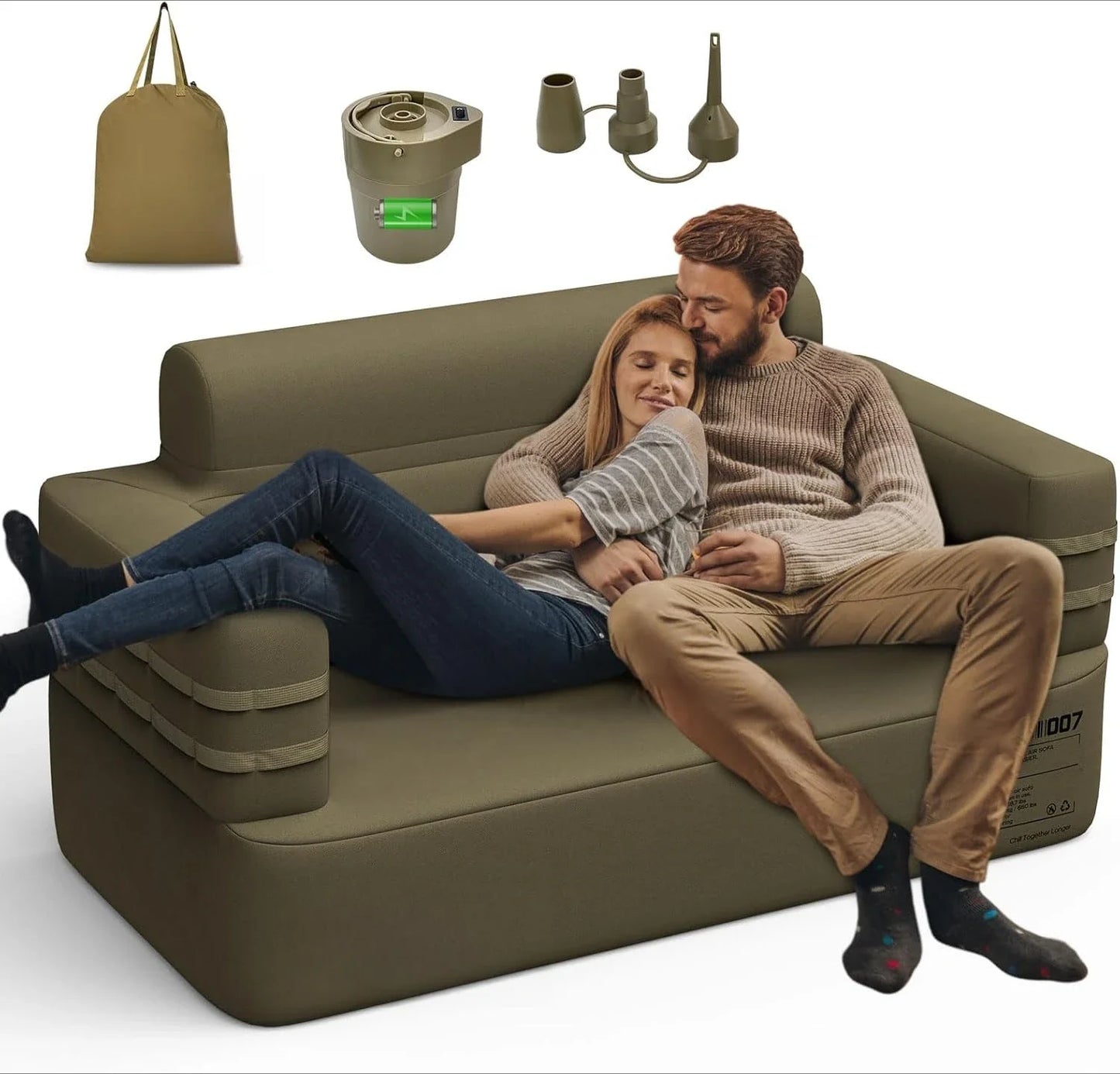 Inflatable Couch Multifunctional Durable Inflatable Sofa with Built in Pump Inflatable Furniture Portable Blow Up Couch