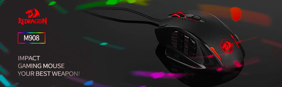 Redragon Wireless RGB Gaming Mouse with Programmable Buttons, Ergonomic Optical Mouse, Adjustable DPI for PC & Laptop