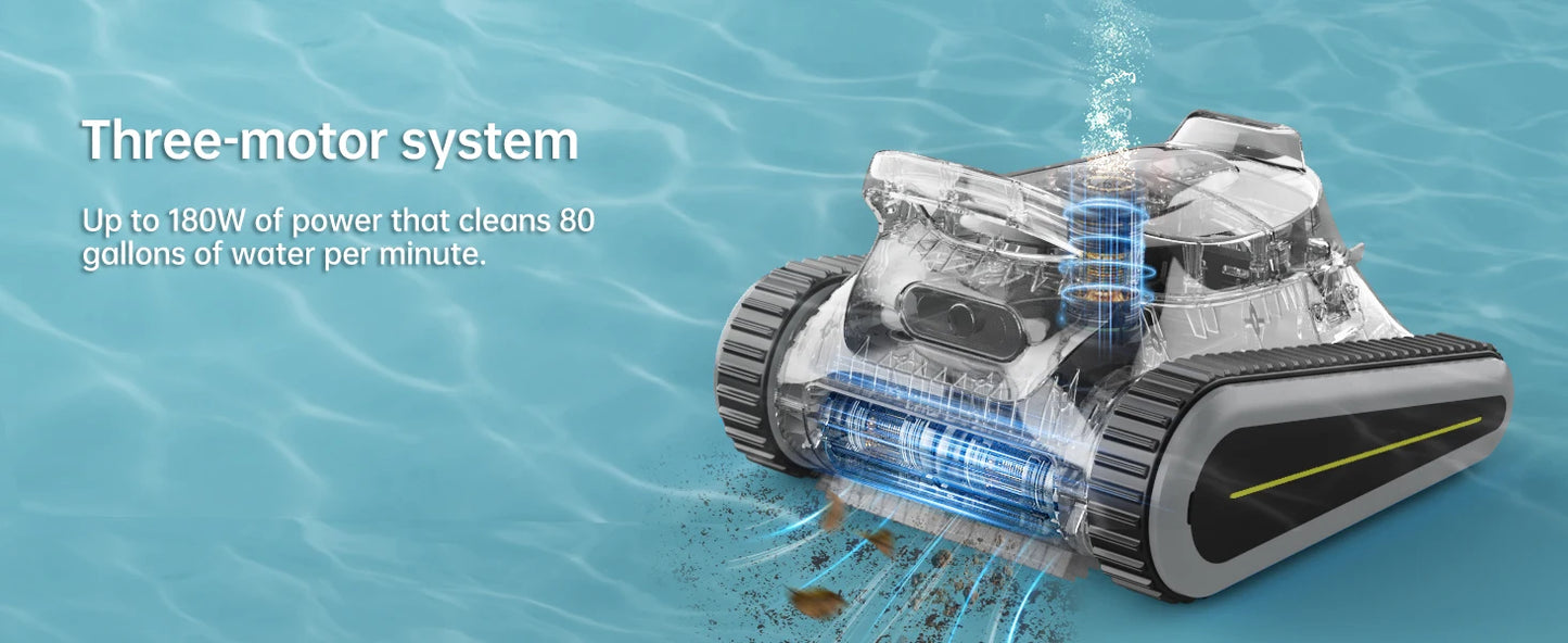 Cordless Automatic Robotic Pool Cleaner | Smart Wall Climbing Pool Vacuum