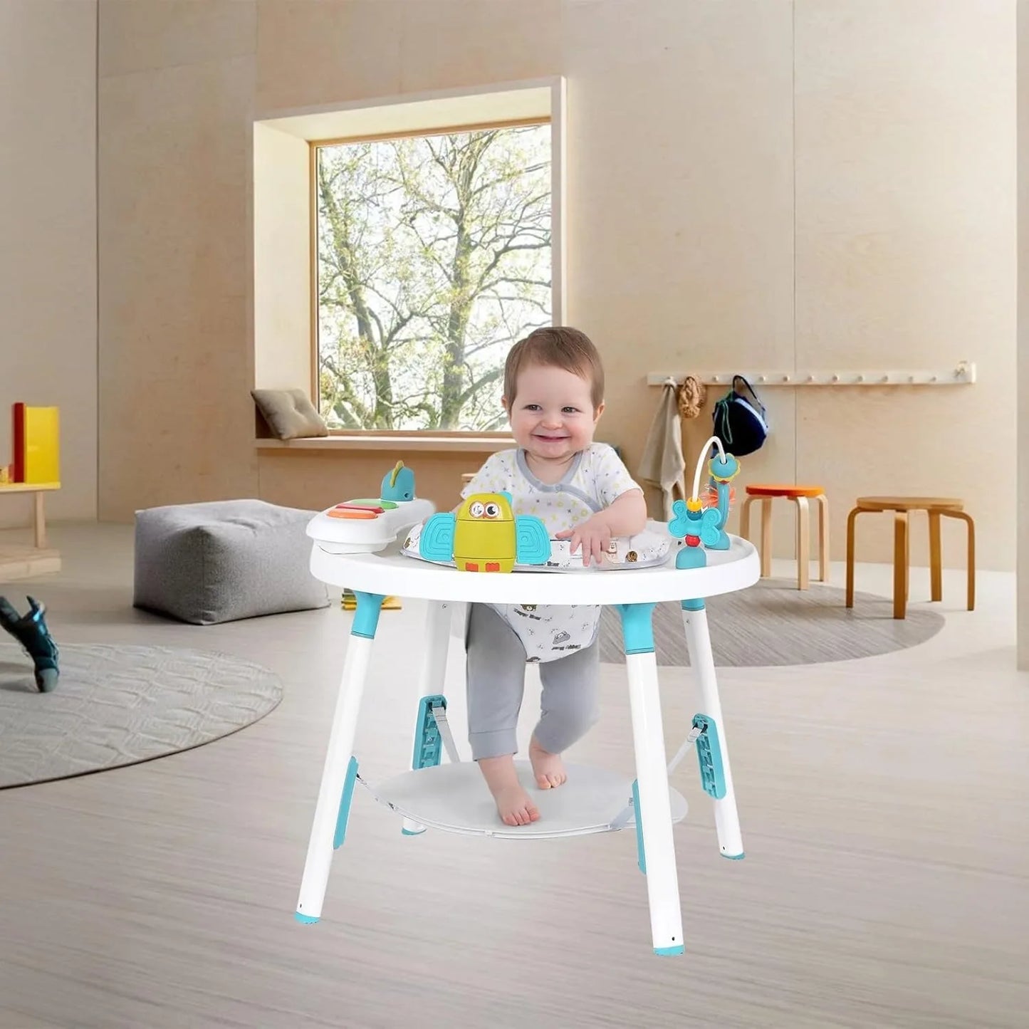 Baby activity center, 3-in-1 with detachable toys and 360 degree rotating seat, ideal for toddler development and entertainment