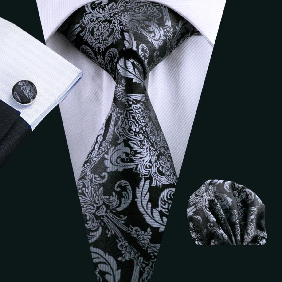 Men’s Luxury Brown Floral Silk Necktie .Elegant Wedding, Business & Formal Dress Tie