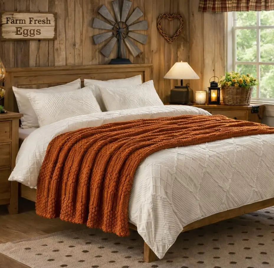 50x70 Inch Rust Throw Blanket - Soft & Fluffy Fleece, Cute & Aesthetic, Perfect for Sofa, Couch, Chair, Bed, Living Room & Bedro