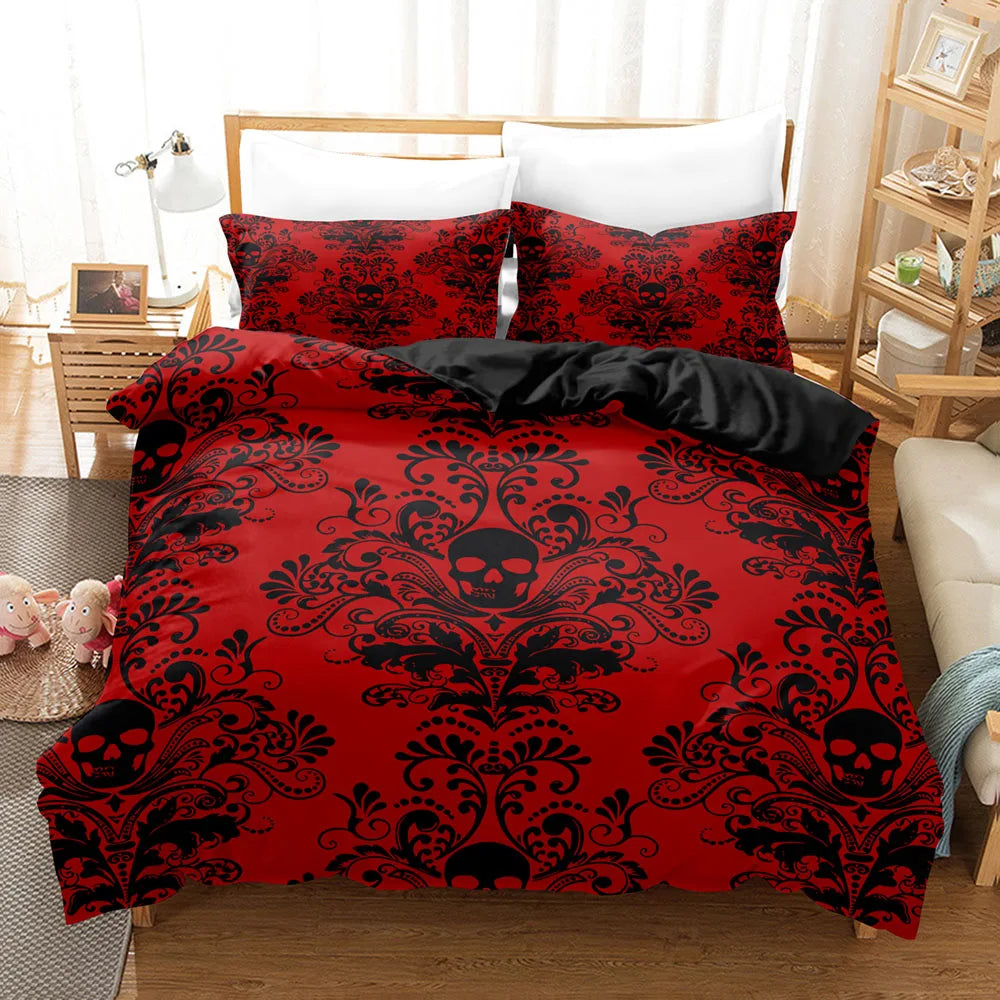 Gothic Style Skull Bedding Sets For Adults Bed Supplies Set Duvet Cover Set With Pillowcases No Filling Luxury Birthday Gifts