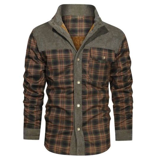 Men’s Fleece Lined Plaid Flannel Jacket .Warm Button Down Winter Coat