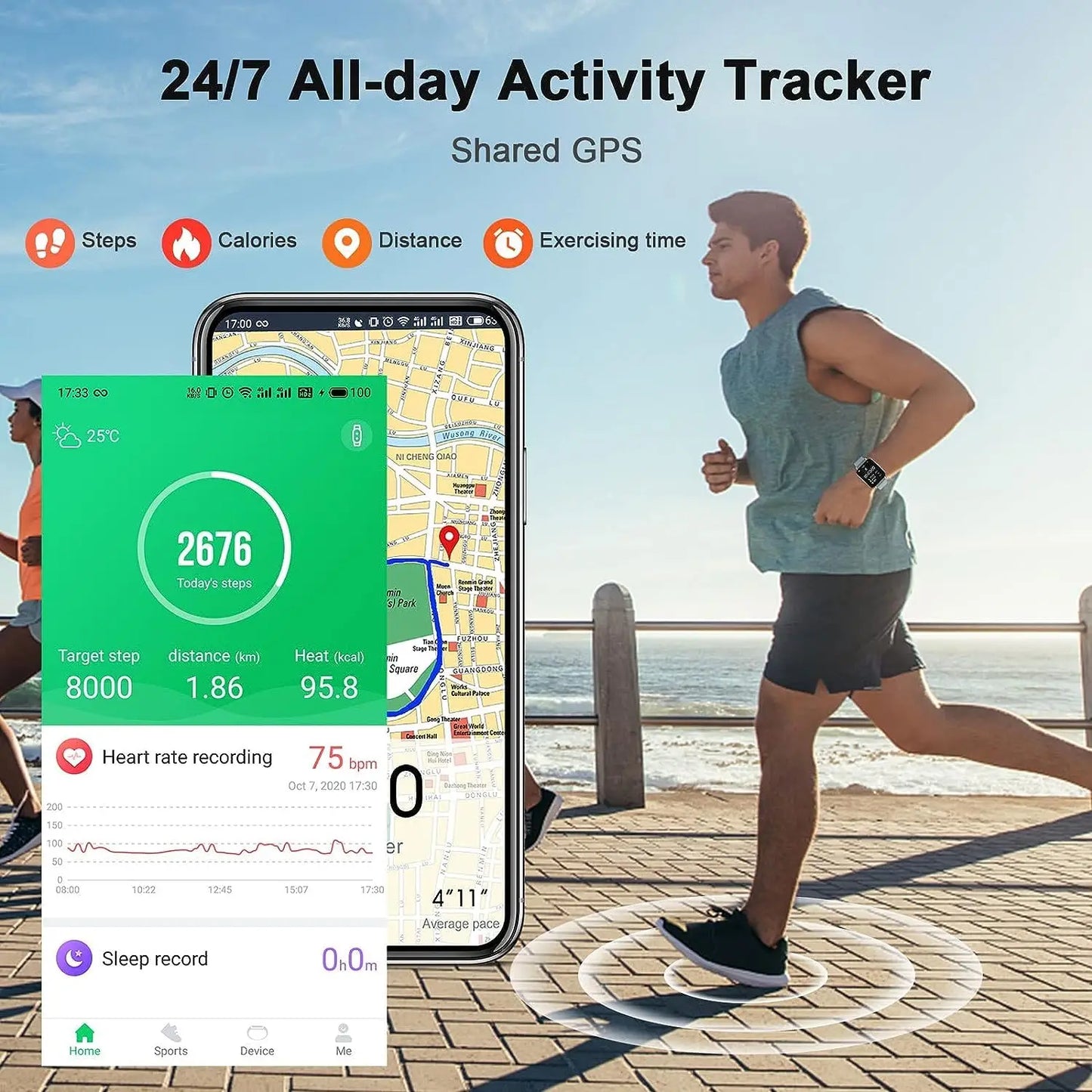 1.69” Bluetooth Smart Watch with Fitness & Health Tracking