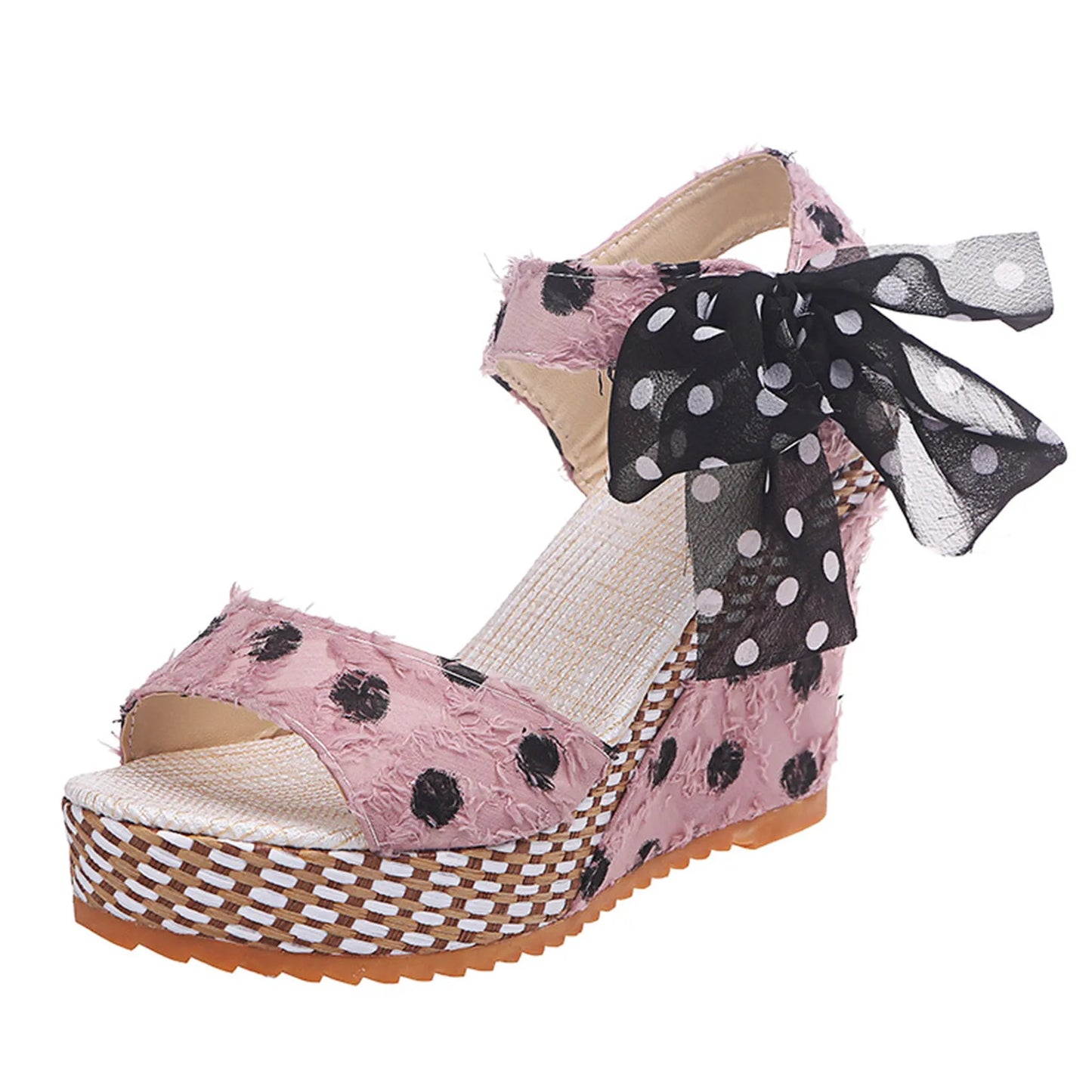 2025 Women Sandals Lace Casual Boknot Soft Wedges Heeled Women Sandals Summer Sandals Party Platform High Heels Shoes Woman