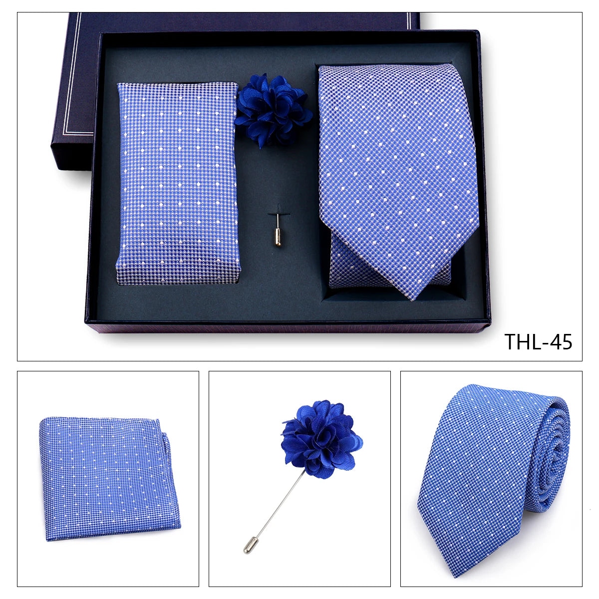 Luxury Men’s Paisley Necktie Gift Set. Silk Tie, Pocket Square, Cufflinks & Gift Box for Weddings & Business