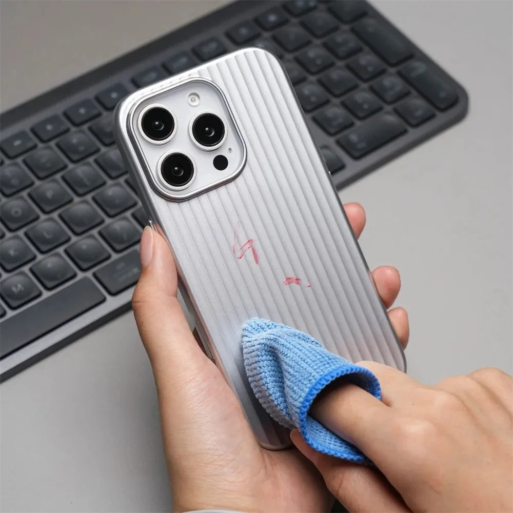 Luxury Stripes Metallic Paint Armor Phone Case for iPhone Samsung