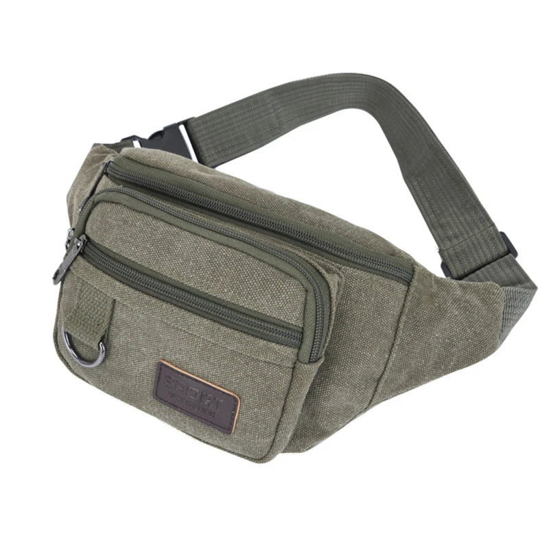 Canvas Crossbody Waist Bag with Adjustable Shoulder Strap