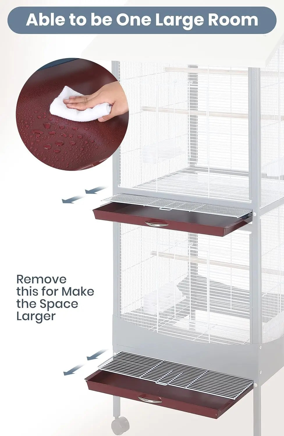 66-Inch Extra-Large Bird Cage with Waterproof Roof & Rolling Stand
