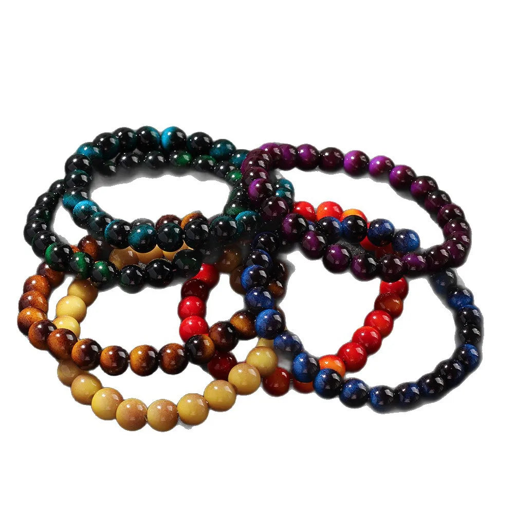 Multicolor Tiger’s Eye Style Beaded Bracelet