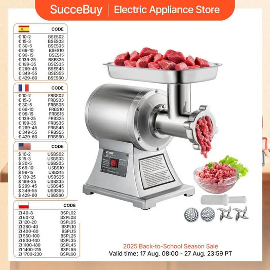 SucceBuy 1100W Electric Meat Mincer Portable Chopper Blender Food Processors Grinder Tools Crusher for Kitchen Home Commercial