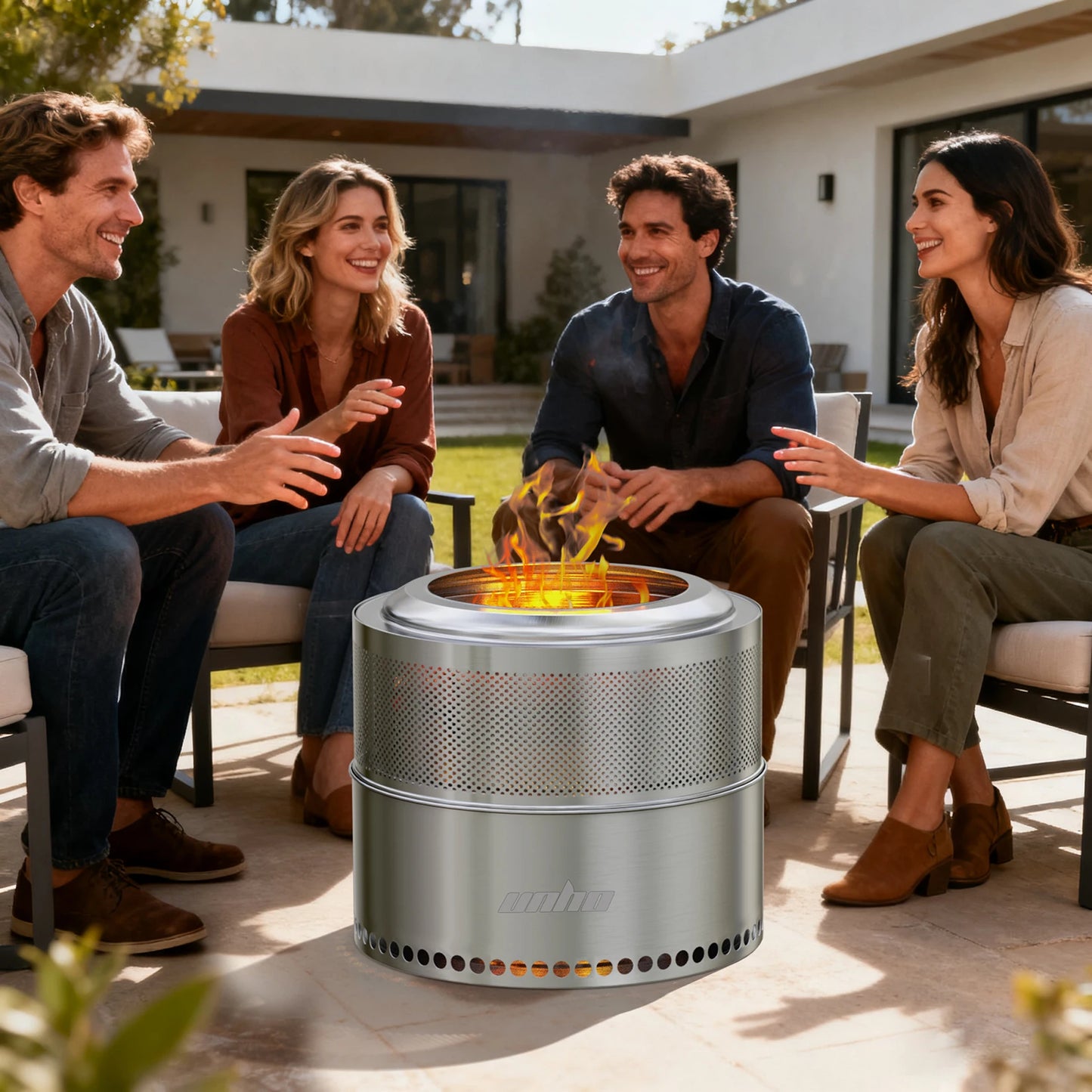 Large Smokeless Stainless Steel Fire Pit – Portable Outdoor Wood Burning Fire Pit with Carry Bag