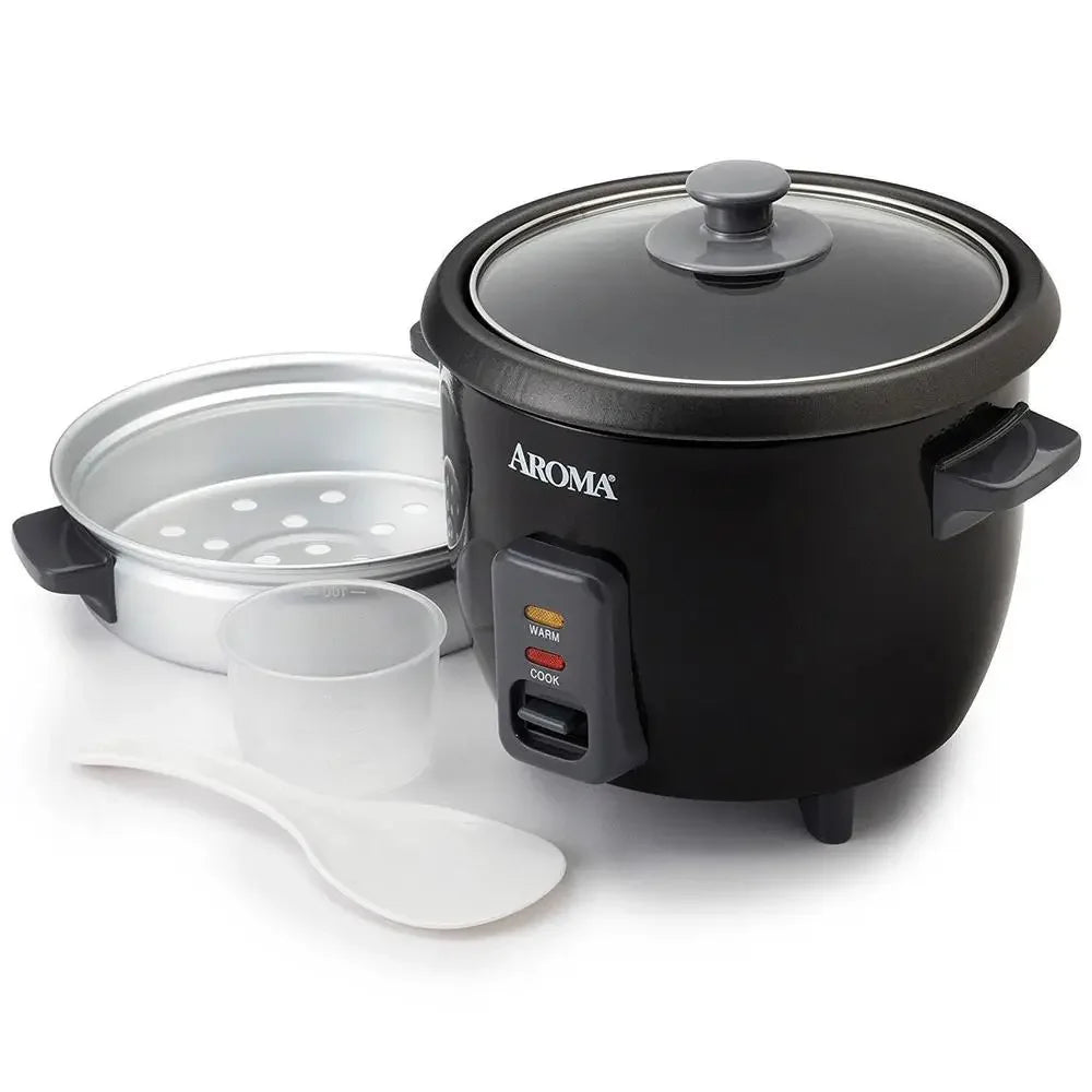 White Pot Style Rice Cooker Six Cup Capacity Nonstick Tray