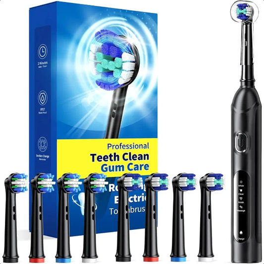 Rotating Electric Toothbrush For Adults 8 Heads 4 Modes
