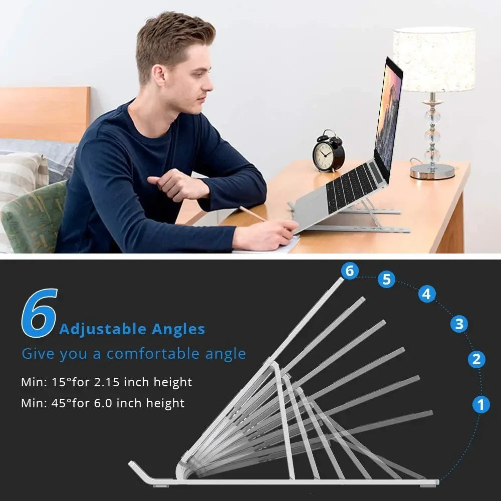 Adjustable Folding Aluminum Laptop Stand . Portable Desk Support
