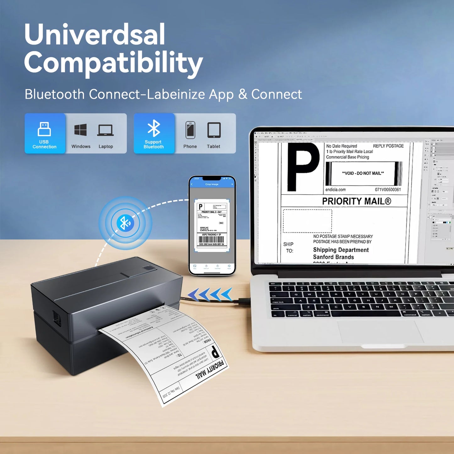 Portable 4x6 Thermal Shipping Label Printer for Small Business & Home Office