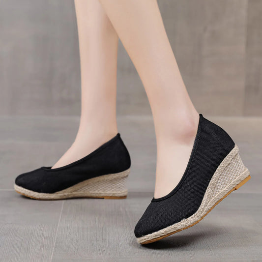 Women’s Espadrille Wedge Loafers . Comfortable Slip-On Casual Shoes