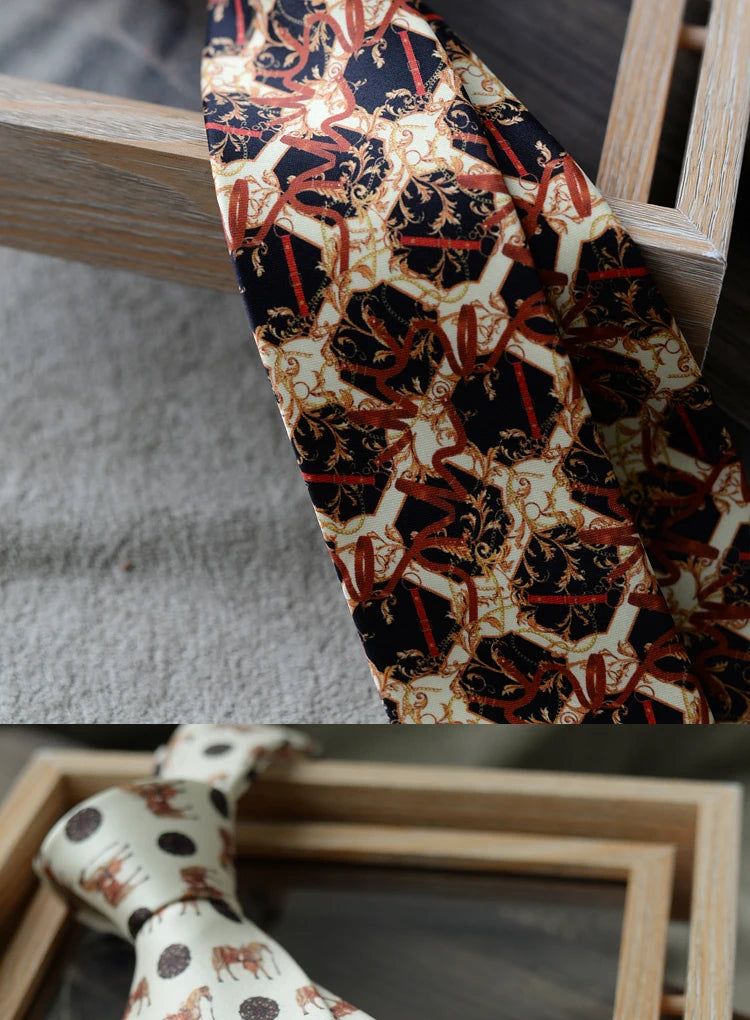 8cm Width New Design Printed Neckties Retro Anchor Animal Green Brown Neck Ties For Men Daily Wear Shirt Tuxedo Accessories Gift