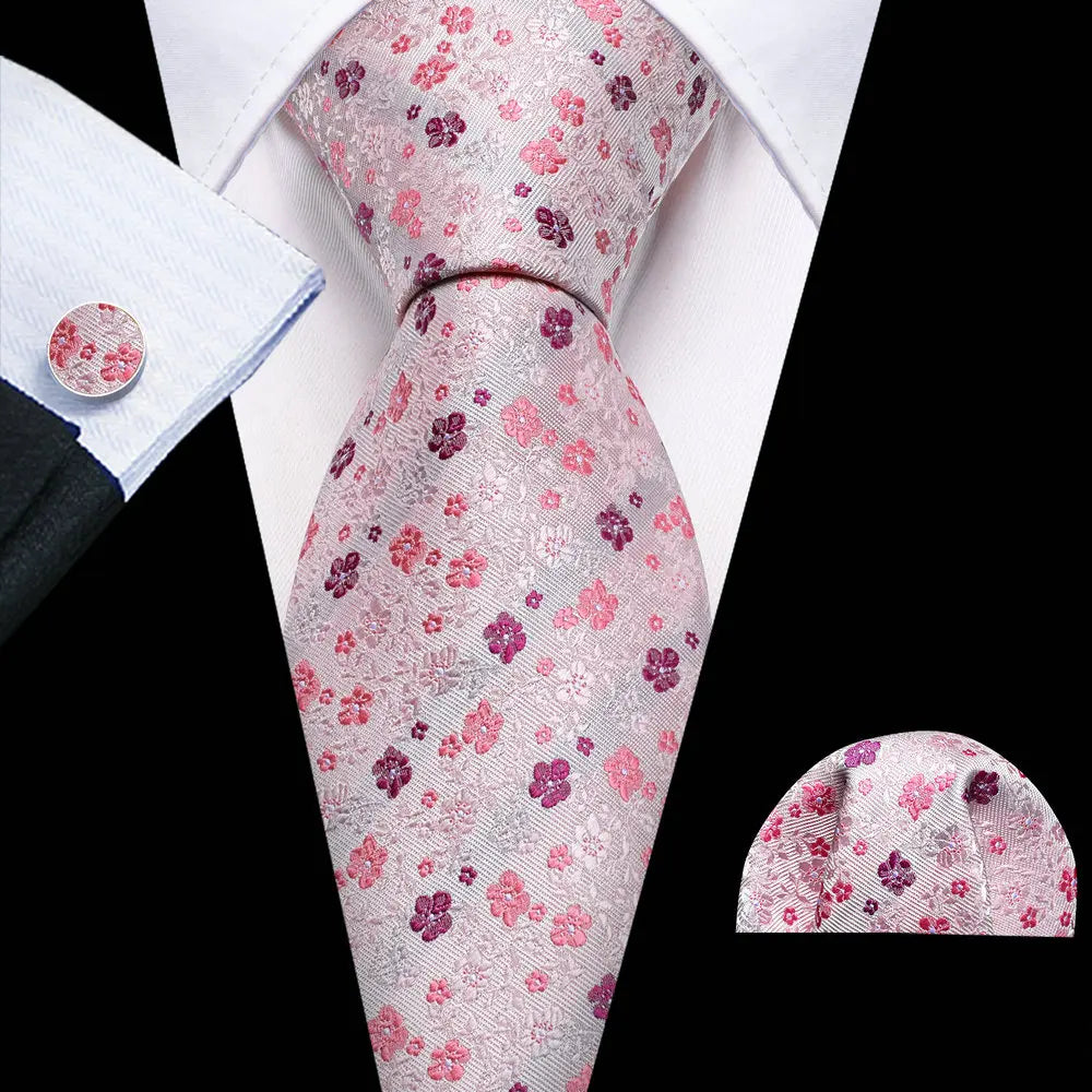 Luxury Designer Silk Tie Set for Men,  Necktie, Pocket Square & Cufflinks for Weddings, Business & Formal Events