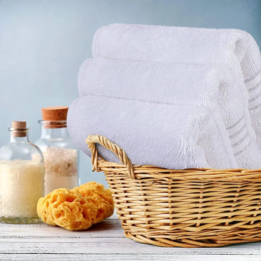 Cotton Washcloths Set 12x12 Inches 12 Pack White Absorbent