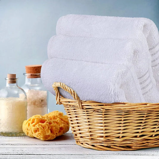Cotton Washcloths Set 12x12 Inches 12 Pack White Absorbent