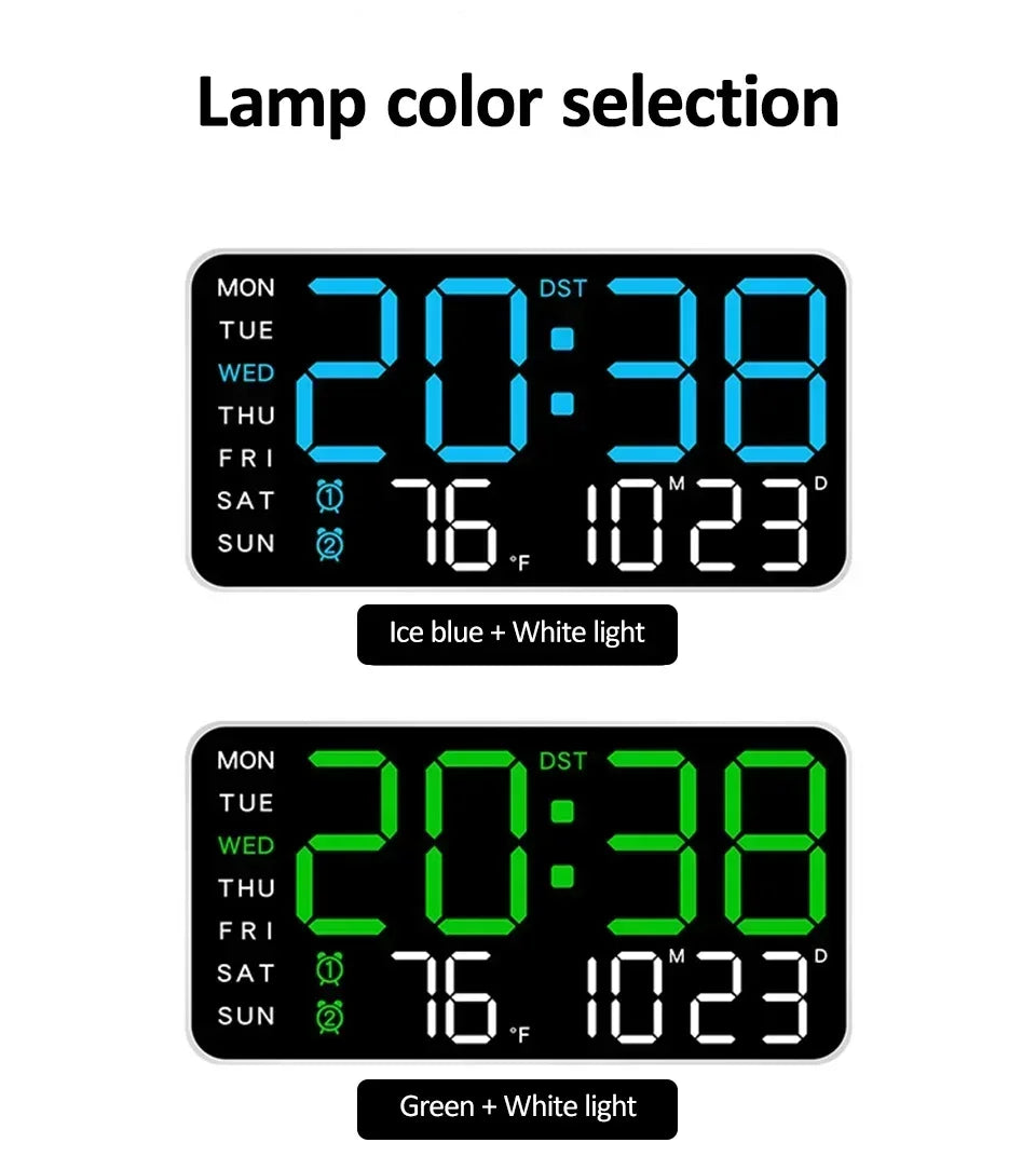 Extra Large LED Digital Wall Clock with Date.Temperature & Timer Display