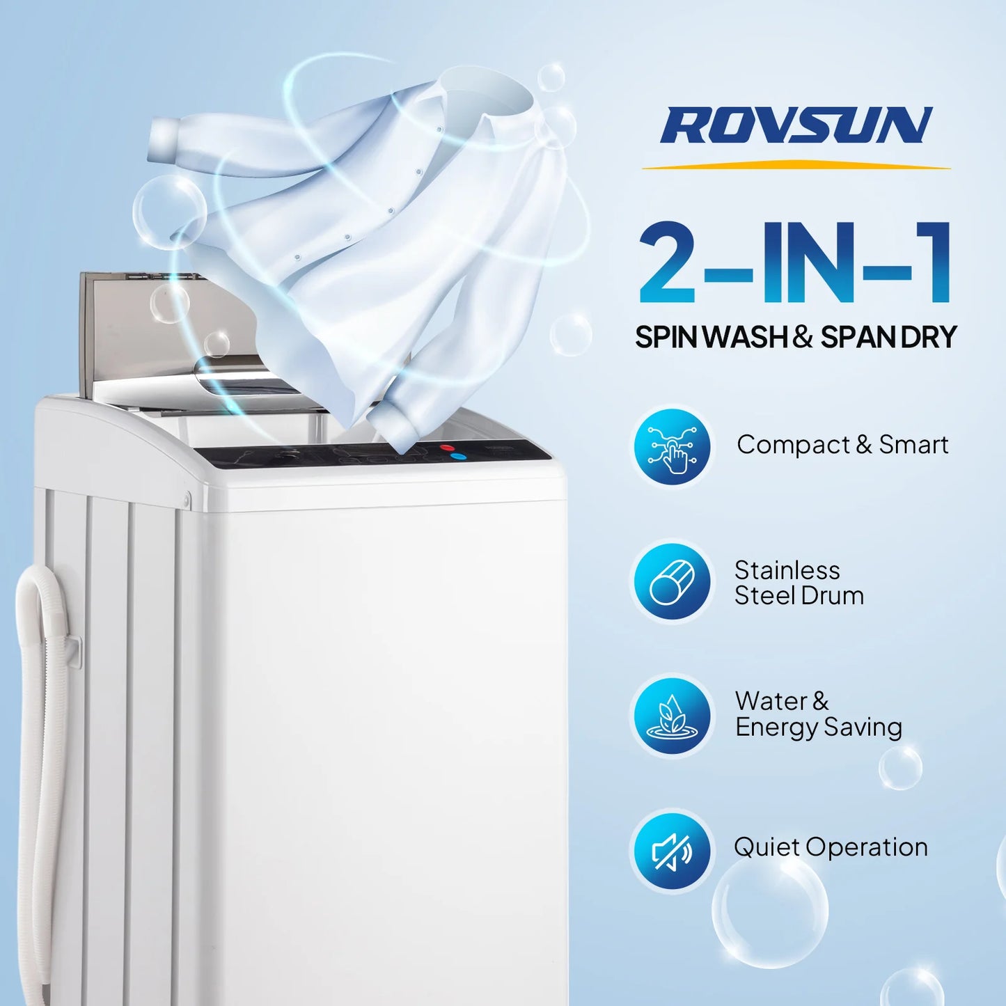Compact Twin Tub Portable Washing Machine with Spin Dryer for Apartments, Dorms, RVs & Small Spaces