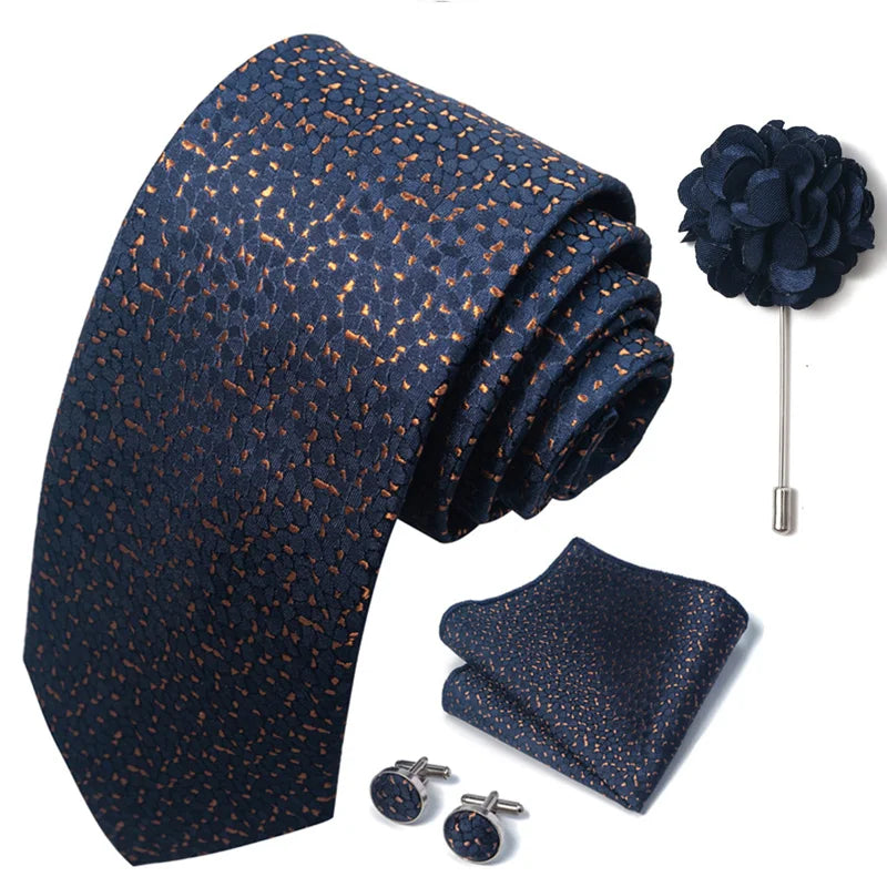 Luxury Green Floral Men’s Necktie Set .Tie, Pocket Square & Cufflinks