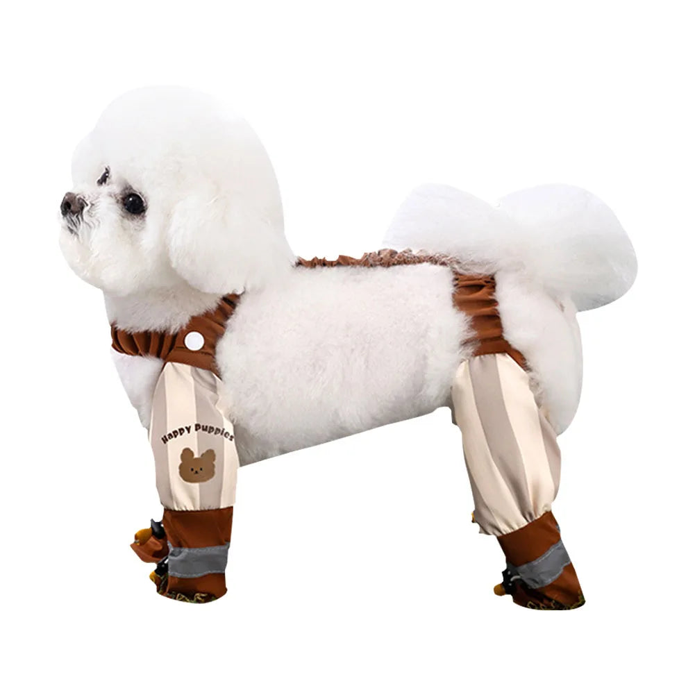 Dirty-Proof Dog Suspender Boots with Suspender Anti-Slip Adjustable Straps Pets Dustproof Pants for Small Medium Dogs