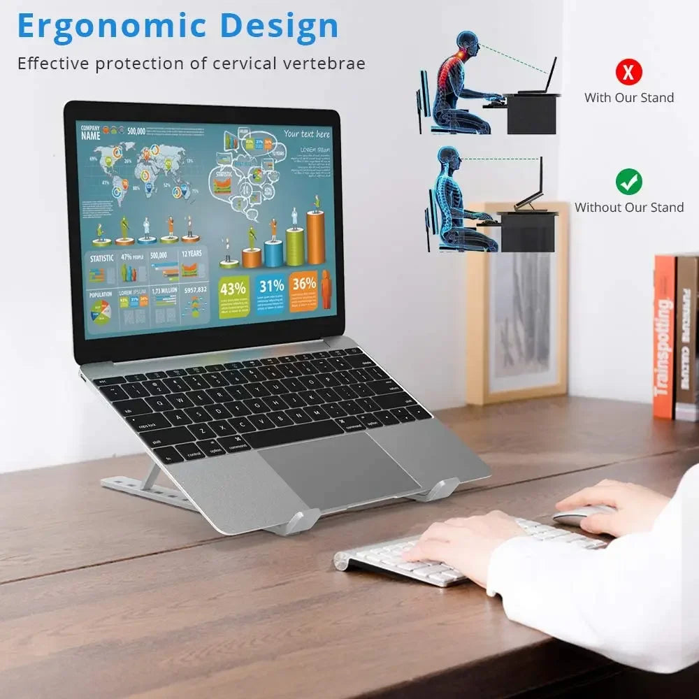 Adjustable Folding Aluminum Laptop Stand . Portable Desk Support