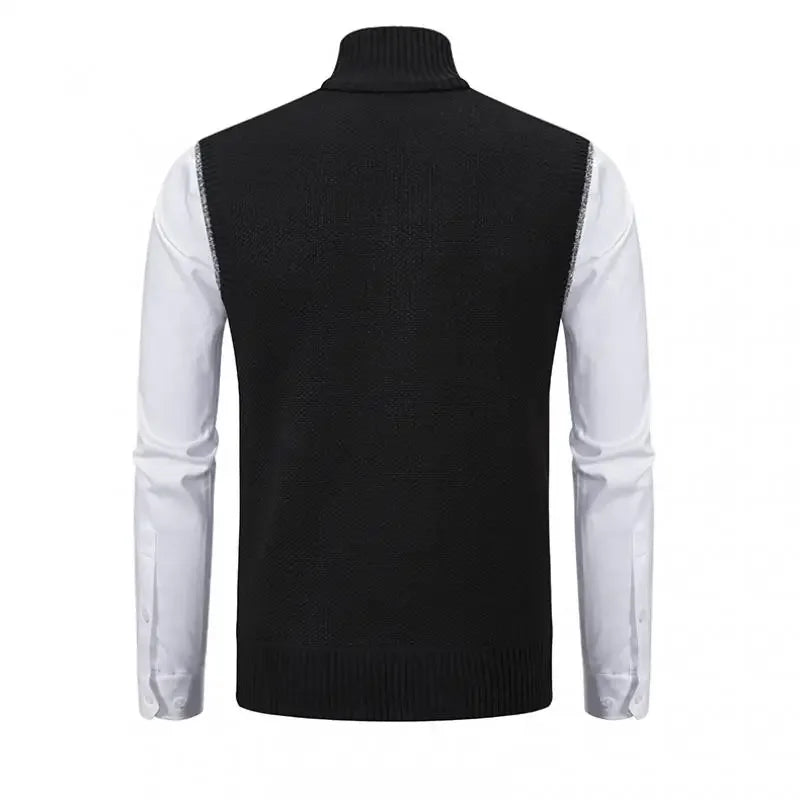 Men’s Stand Collar Knitted Sweater Vest Jacket