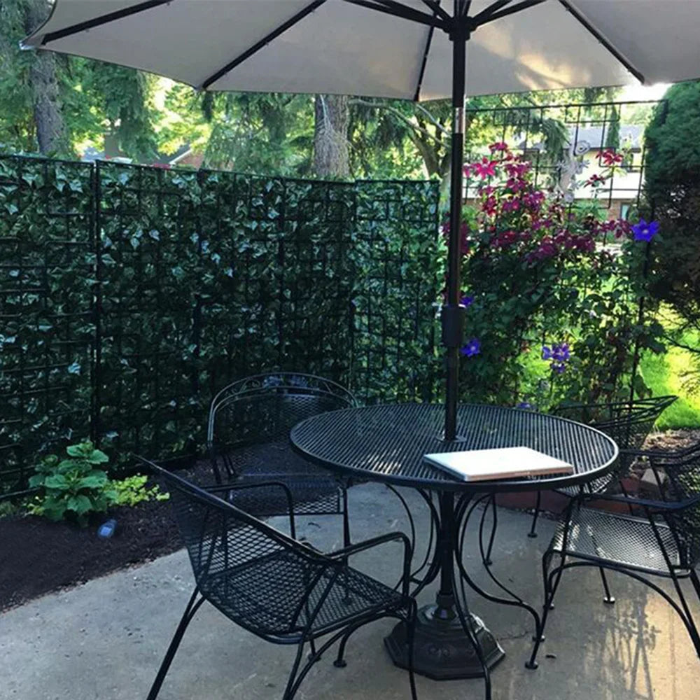 6FT Ivy Leaf Artificial Fence Screen - Realistic Green Plastic Vine Plants for Outdoor Indoor Garden Decor, Hedge Wall Panel