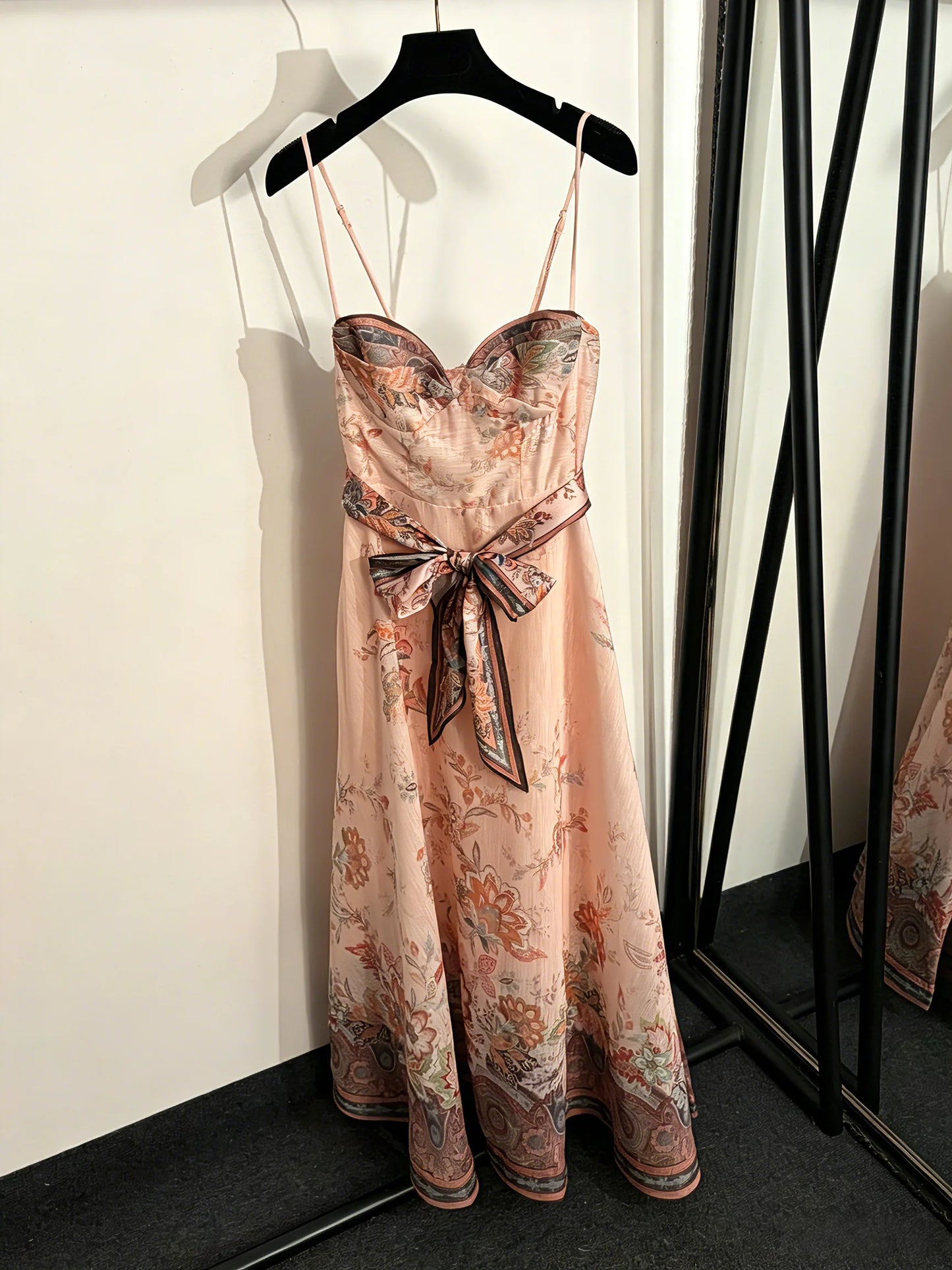 Women’s Floral Print Tie Waist Maxi Dress | Sleeveless Summer Boho Slip Dress