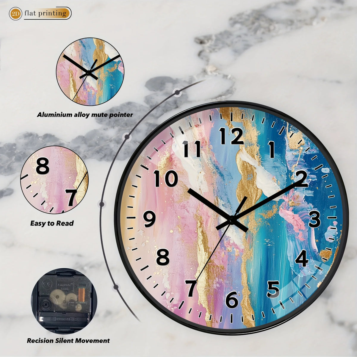 Pastel Sky & Clouds Wall Clock – Colorful Modern Home Décor