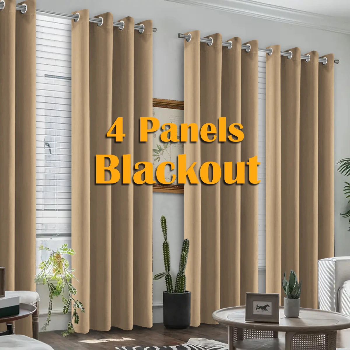 4-Panel Blackout Curtains | Heat-Insulated Grommet Window Panels