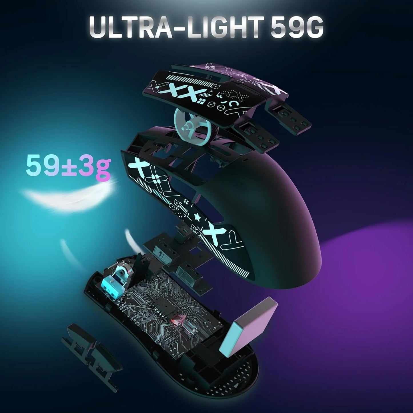ATTACK SHARK X11 Wireless Gaming Mouse with RGB Magnetic Charging Dock, Tri-Mode Bluetooth/2.4GHz/USB-C, Ergonomic Rechargeable Mouse for PC, Mac & Laptop