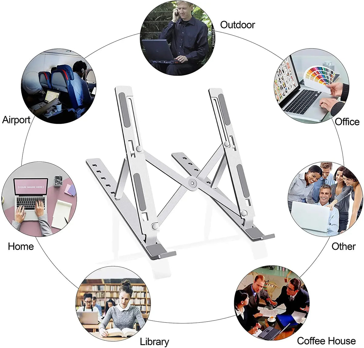 Adjustable Folding Aluminum Laptop Stand . Portable Desk Support