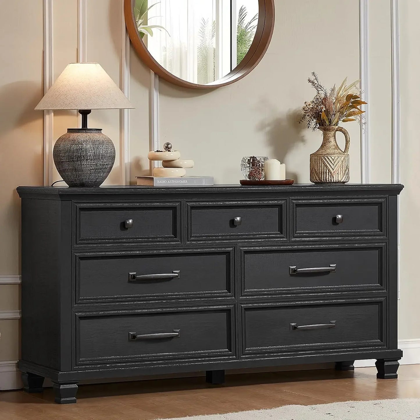 3-Piece Farmhouse Bedroom Set with Dresser & Nightstands