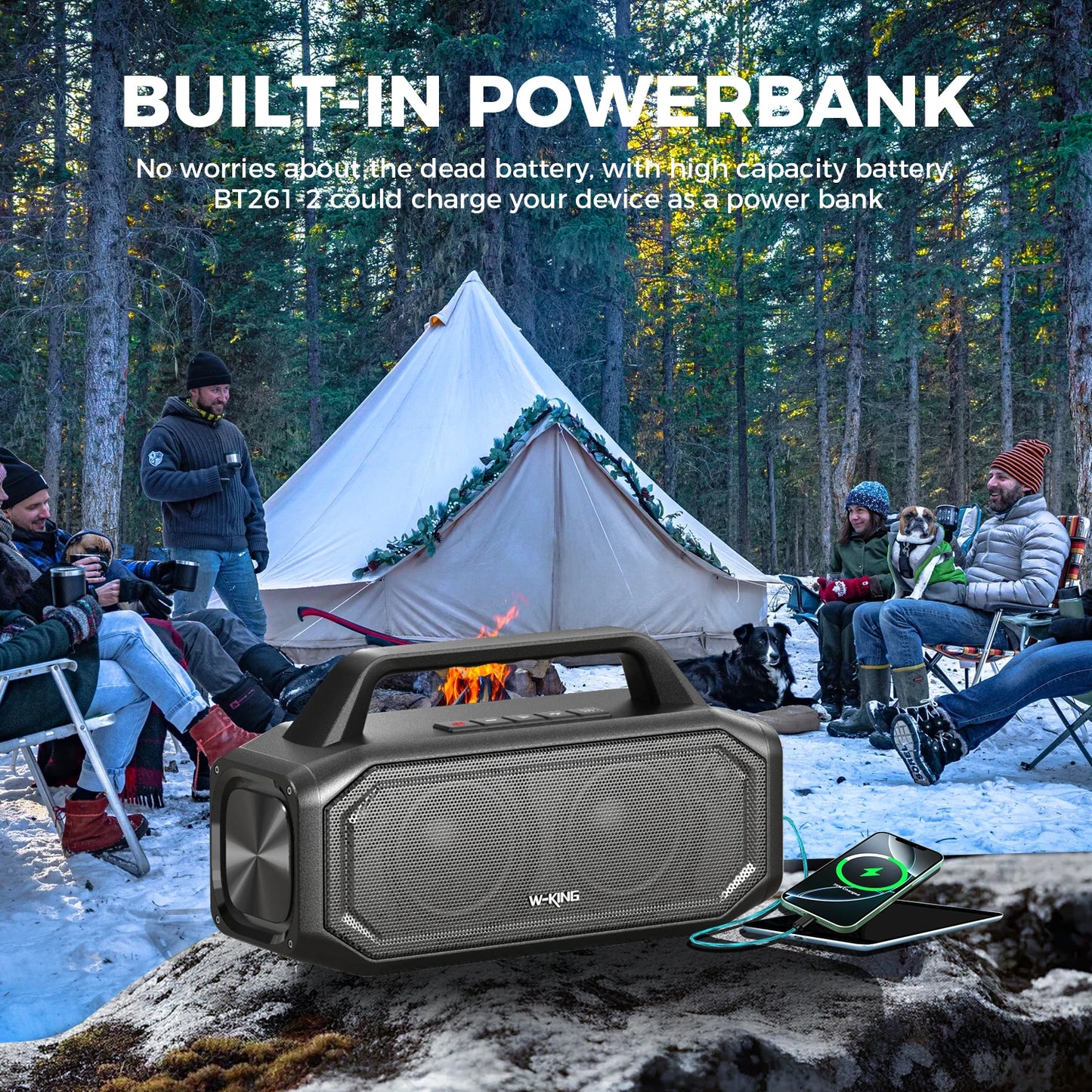 W-KING Portable Bluetooth Speaker.Waterproof Wireless Outdoor Speaker with Deep Bass & Power Bank