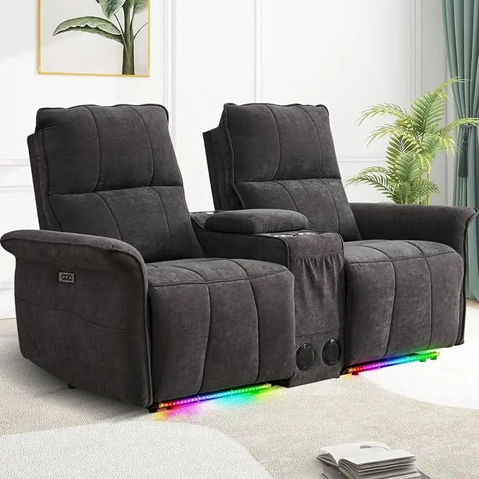 Power Reclining Loveseat Sofa Wall Hugger Recliners RV Sofa Theater Seating Electric Double Recliner with Cup Holders, 72