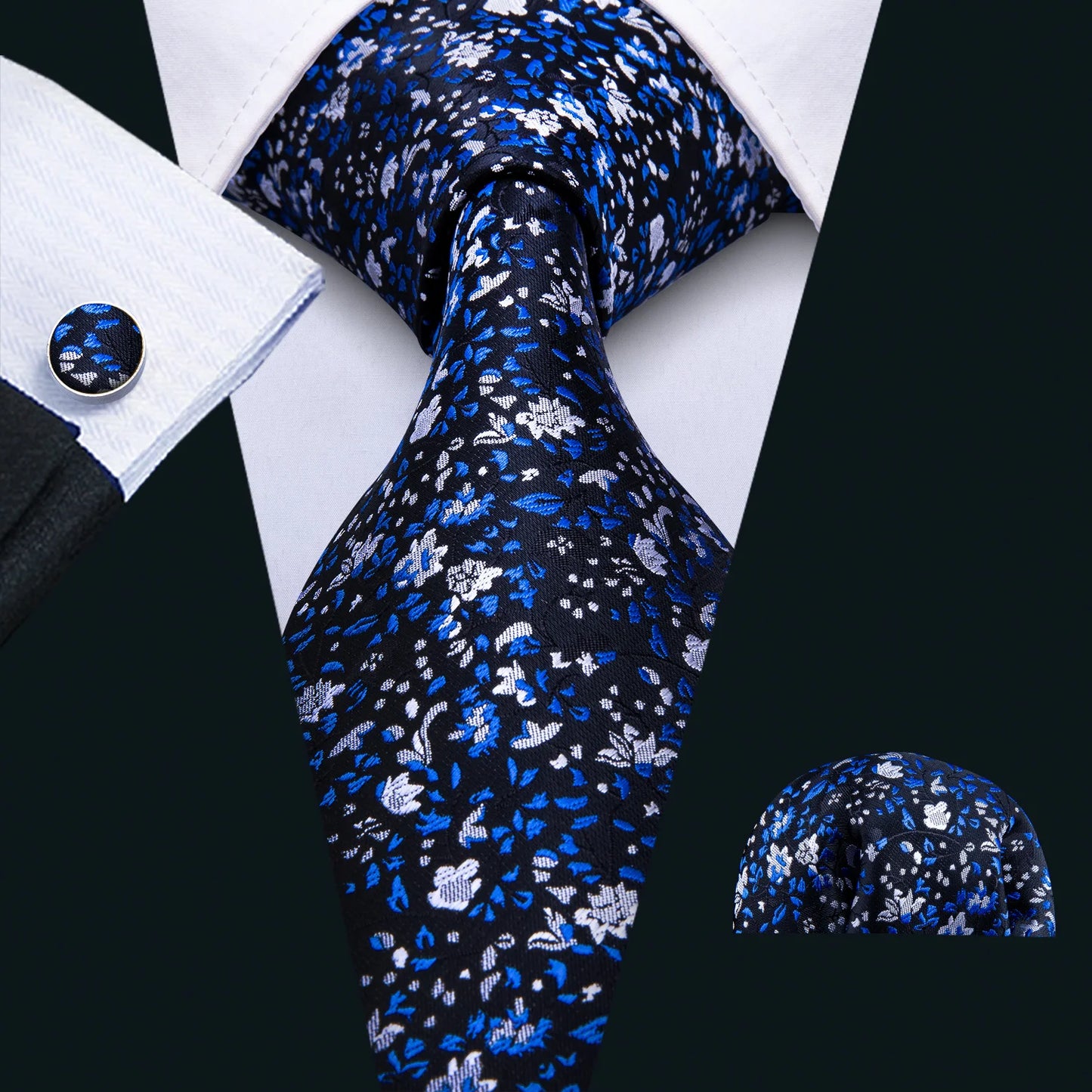 Men’s Luxury Brown Floral Silk Necktie .Elegant Wedding, Business & Formal Dress Tie